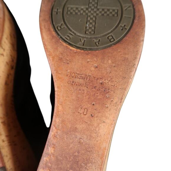 Fiorentini+Baker Shoes Women 40 Wedge Sandal Fashion Leather Platform Cork Black - Picture 13 of 16